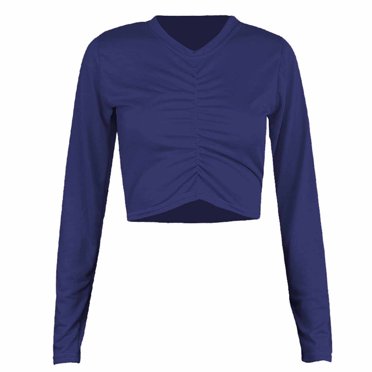 CEHVOM T-Shirt Court Décontracté à Manches Longues Imprimé Patchwork Printemps Automne pour Femmes en Solde