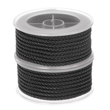 Unique Bargains 2 Packs Nylon Thread Twine Beading Cord 3mm Extra-Strong Braided Nylon Crafting String 4M/13 Feet, Black
