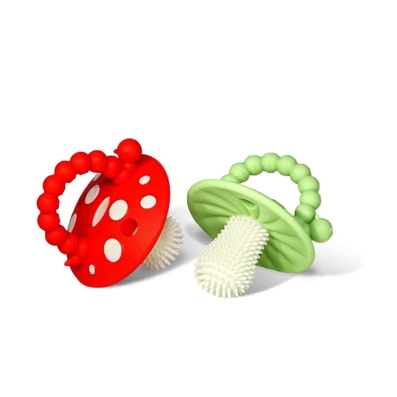 RaZbaby - Chompy Mushroom Silicone Teether - Red & Green