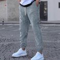 thumbnail image 4 of Ceisia Men Solid Color Loose Casual Pants Elastic Waist Drawstring Sports Gift Work Trousers, 4 of 6