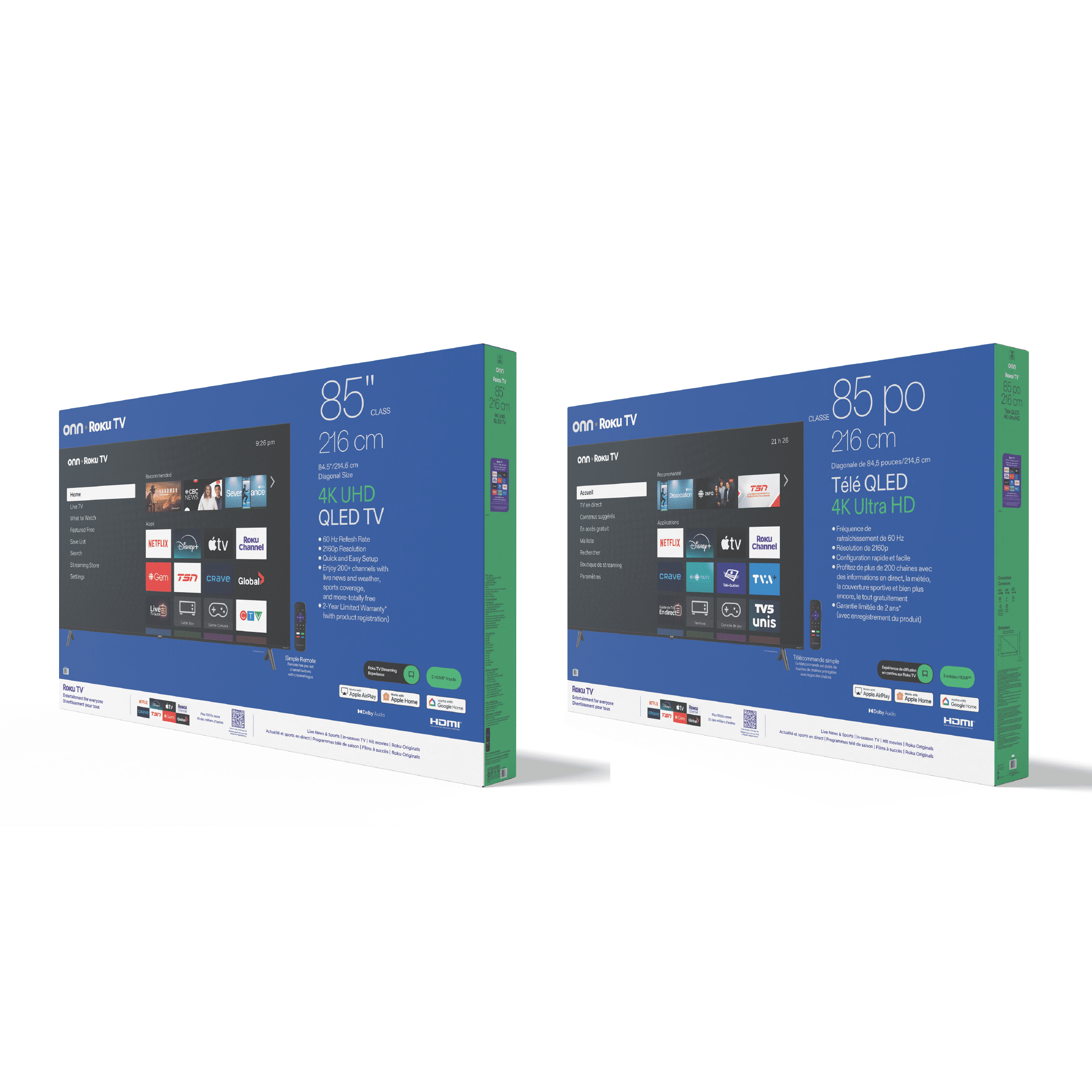 onn 85” QLED 4K UHD Smart Roku TV