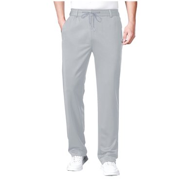 Miqool Men's Classic-Fit Golf Pants Casual Elastic Waist Straight Leg Stretch Office Work Dress Pants Lightweight Quick Dry Travel Hiking Pants with Pockets (Available in Big & Tall)