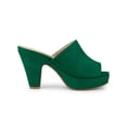 thumbnail image 3 of BLISSFUL STEP Women's Shoes Chunky Platform Open Toe Slides Block Heel Sandals Green 10, 3 of 8
