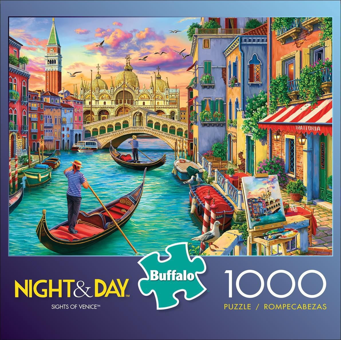 Buffalo Games Night & Day Sights of Venice 1000-Piece Interlocking Jigsaw Puzzle for Adults Ages 14+