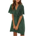 thumbnail image 1 of SMihono Robe d'Été Grande Taille pour Femmes 2023 Mode Imprimée Décontractée Printemps et Été Col en V Manches Courtes Longueur Genou, 1 of 4