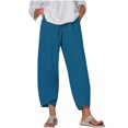 thumbnail image 2 of Women's Summer Comfortable Loose Wide Legged Fashion Solid Color Capris RXIRUCGD Bleu, Taille: S, 2 of 5