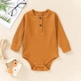 thumbnail image 2 of tarylea Toddler Baby Clothes Long Sleeve Crew Neck Button Rompers Solid Color Ribbed Outfits Casual Comfy Fall Outwear Jumpsuits for 0-24 Months, 2 of 3