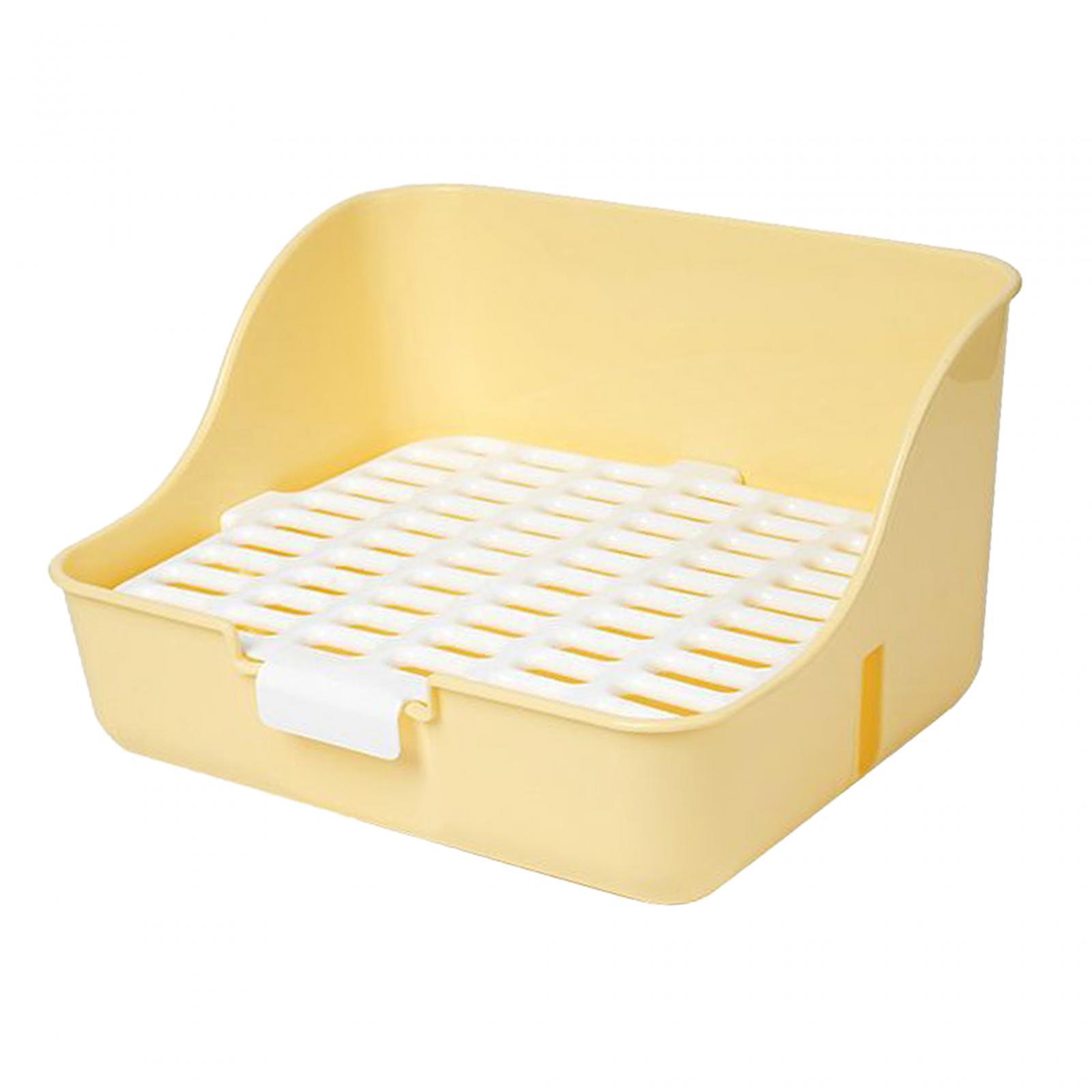 Rabbit Litter Box Durable Pan for Small Animals Chinchillas Pet Accessories Yellow