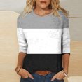 thumbnail image 2 of CEHVOM T-shirt Mode Imprimé pour Femmes Manches 3/4 Blouse Col Rond Hauts Décontractés Liquidation, 2 of 5