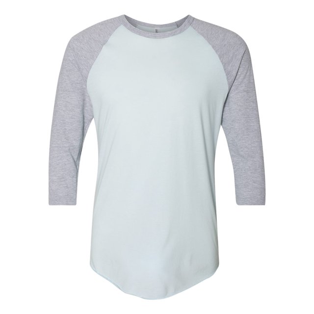 5050 Raglan Three-Quarter Sleeve Tee, 2XL, Light BlueHeather Grey