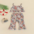 thumbnail image 2 of Toddler Baby Girls 2 Piece Summer Outfits Floral Print Halter Ruffle Crop Top and Flared Pants Set Pink 4-5 Years, 2 of 8