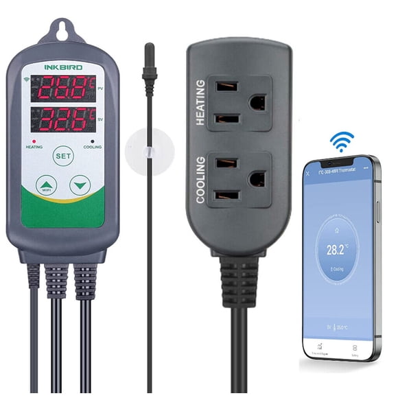 INKBIRD Contrôleur de Température d'Aquarium Wi-Fi ITC-308, Sonde en Caoutchouc pour Aquariums, Marin, Thermostat de Chauffage et de Refroidissement, -58 °F -248 °F