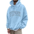 thumbnail image 4 of MIASHUI Men's Basic Pullover Hoodie with Front Pocket and Adjustable Drawstring, Comfortable Casual Wear for Everyday Use Light Blue,M, 4 of 4