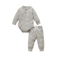 thumbnail image 1 of Kmbangi Ensemble 2 Pcs pour Tout-Petit, Barboteuse Soleil à Col Henley à Manches Longues + Pantalon, 1 of 9
