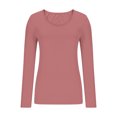 thumbnail image 4 of Chandails à Manches Longues pour Femmes Hauts Ajustés Col Rond T-Shirts Ajustés Hauts de Sortie T-Shirts Basiques Rose, 4 of 6