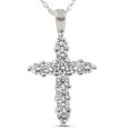 thumbnail image 1 of 1/2ct Diamond 14K White Gold Cross Pendant Necklace, 1 of 2