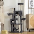 thumbnail image 2 of PawHut 66 Inch Cat Tree with 2 Door Condos, 3 Big Hammocks, Dark Grey, 2 of 10