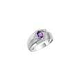 thumbnail image 3 of RYLOS Mens Rings 14K White Gold Ring 6X4MM Oval Shape Gemstone & Diamond Ring Amethyst February Birthstone Rings For Man Gold Rings Size 10, 3 of 7