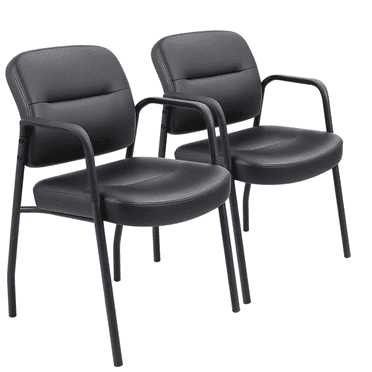 Homall  Black Leather Office Reception Chairs Guest Chair for Waiting Room with Soft Armrests Set of 2