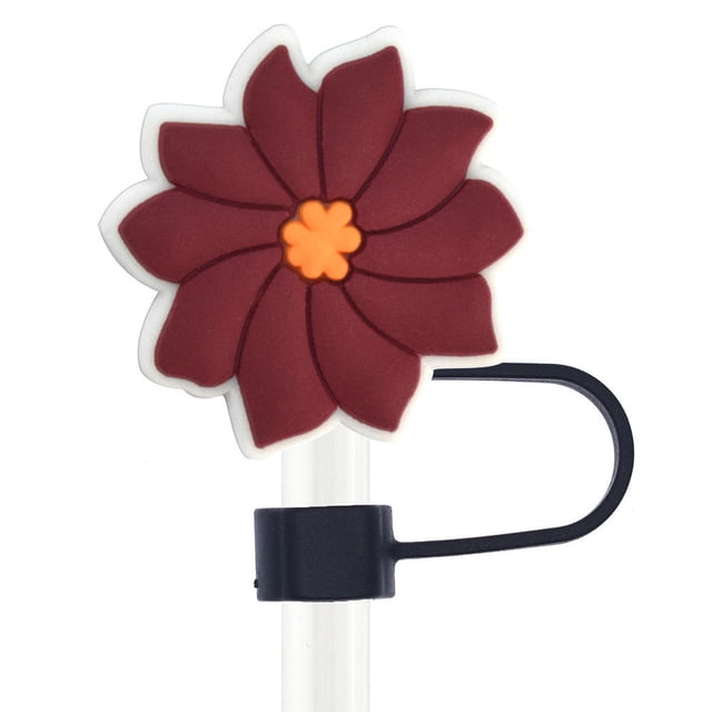 Glass Straw Dust Plug PVC Straw Cap 10MM Universal Creative Cute Flower Straw Accessory