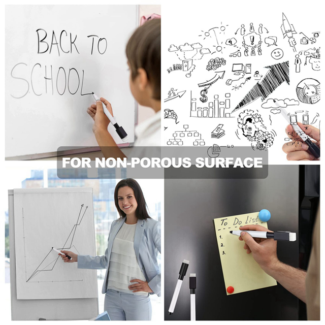 Magnetic Whiteboard Pen Erasable Marker, 192Pack Whiteboard Markers Dry Erase Marker with Eraser Cap Black
