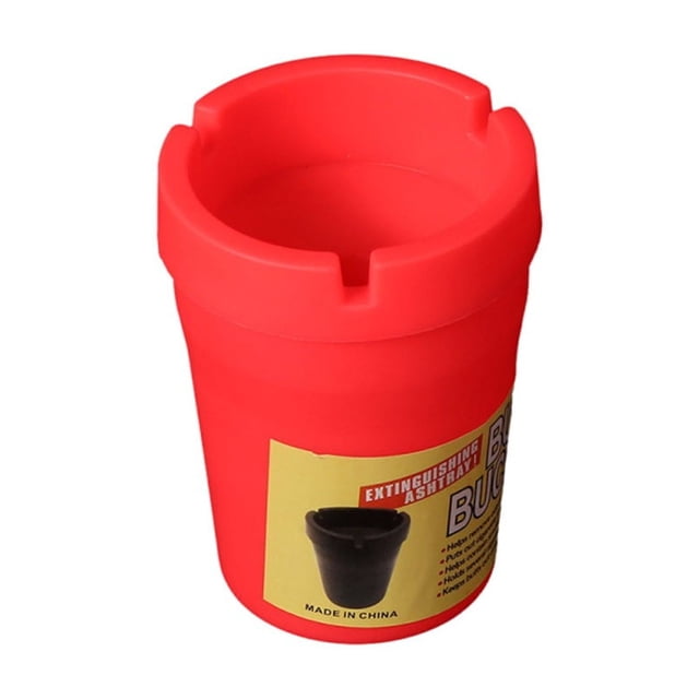 Portable Car Ashtray with Funnel Lid - Detachable Automotive Cigarette Receptacle Container made of durable plastic. Features a compact cylindrical design measuring 4.33 x 3.26 inches, shown in a vibrant red color. Includes a detachable funnel lid for easy cleaning and versatile use as a car organizer or vehicle accessory.