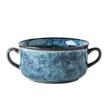 Qeeadeea Bouillon Cups, French Onion Soup Bowls With Handles, French Onion Soup Crocks Oven Safe, Microwave Soup Bowl, Soup Mug-blue-12x12x6cm, 350ml
