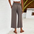 thumbnail image 4 of VEKDONE Womens Cotton Linen Capris Pants Coffee S, 4 of 5