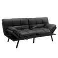 thumbnail image 1 of Costway Canapé-Lit Futon Convertible en Mousse Mémoire avec Accoudoirs Réglables Noir, 1 of 10