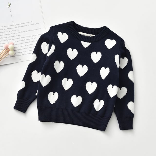 LSLJS Infant Baby Kids Girls Boys Valentin Heart Print Knit Pullover Sweater Tops, Tddler Sweatshirt