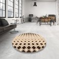 thumbnail image 4 of Ahgly Company Tapis Rond Lavable en Machine Intérieur Transitionnel Marron Sienne, 6 Pieds Rond, 4 of 7