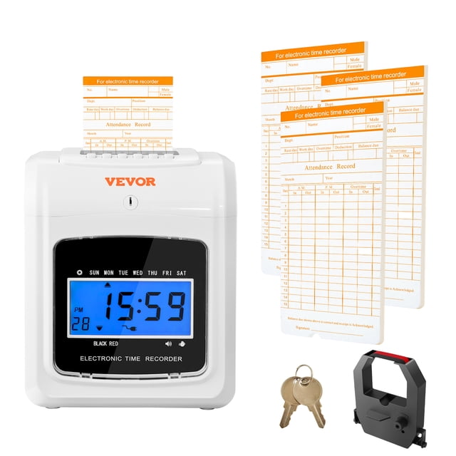 VEVOR Punch Time Clock, Time Tracker Machine for Employees of Small ...
