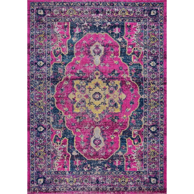 LaDole Rugs Persian Area Rug, Synthetic, Indoor/Outdoor, Lilac Blue, 1'10' x 2'11', Stain Resistant, Color Fast