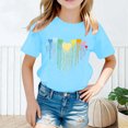 thumbnail image 2 of LUOGENLI T-Shirt pour Filles Enfant Filles Mignon Mode Imprimé Col Rond Manches Courtes Tee Été Décontracté Doux Ample T-Shirt Hauts Maxi Chemises pour Filles Été 2025 Floral Fluide Boho Hauts Bleu 8-10 Ans, 2 of 5