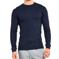 thumbnail image 1 of SLM Mens Cotton Thermal Tops Waffle Knit or Plain Henley Shirts -Large-Crew Navy, 1 of 2