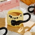 thumbnail image 4 of Cat Coffee Mug Ceramic Large Handle With English Letters Relief Design 12 oz, 4 of 8