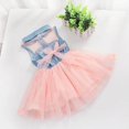 thumbnail image 2 of Été Enfants Bébé Fille Tenues Denim Sans Manches Tutu Robe Bambin Filles Partie Fleur Tulle Taille Robes 2-8 Ans, 2 of 9