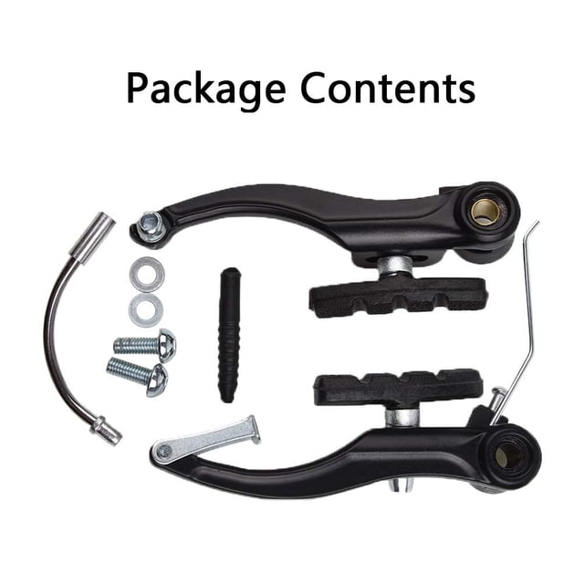 MYG for Aluminum Alloy V Brake Set Front Rear Mountain Bike Cycling Brakes with Curved Rods Rubber Covers Screws Gaskets 110mm Length 3/4 Ring Spring