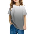 thumbnail image 1 of Bocqde Summer Cool Casual Shirts For Kids Short Sleeve Gradient Color Round Neck Top,3-14 Years, 1 of 4