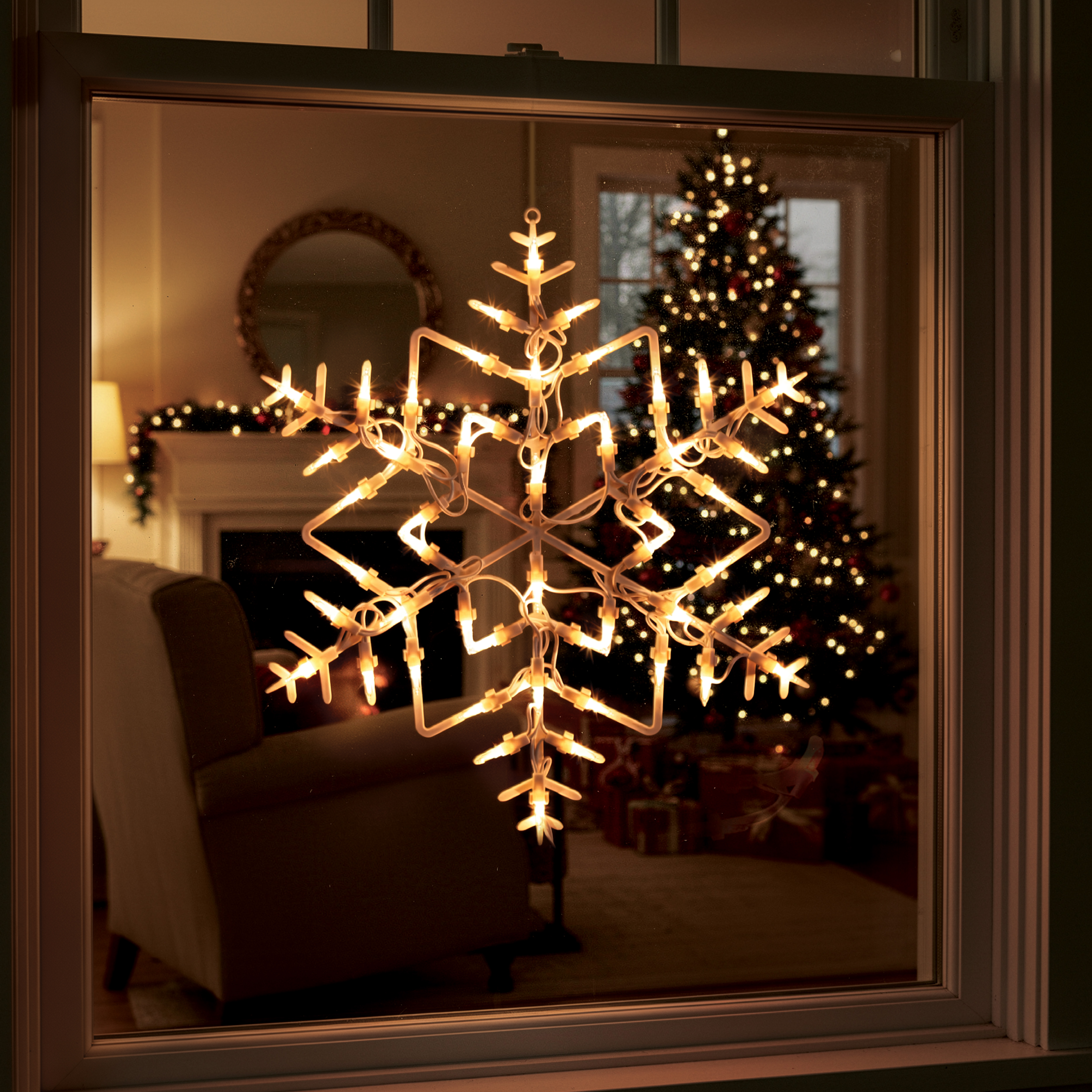Holiday Time Flocon de Neige Silhouette, Blanc Chaud