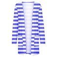 thumbnail image 4 of Pompotops Cardigan Imprimé à Rayures à Manches Longues pour Femmes Mode Féminine Manteau Décontracté Hauts/veste Liquidation, 4 of 5