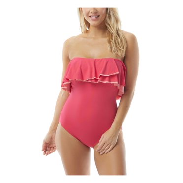 CONTOURS Maillot de Bain une Pièce Rose à Bretelles Amovibles pour Femmes 12 36D