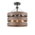 thumbnail image 1 of Farmhouse Semi Flush Mount Ceiling Light Metal Drum Shade Wood Finish 3-Light, 1 of 4