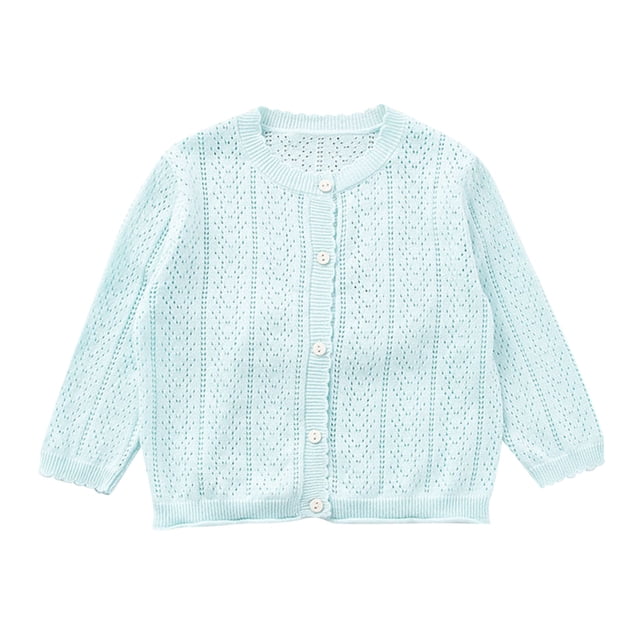 FAOWME Veste pour Filles Tout-Petits Été Automne Veste à Col pour Enfants Bleu Ciel 1-2 Ans