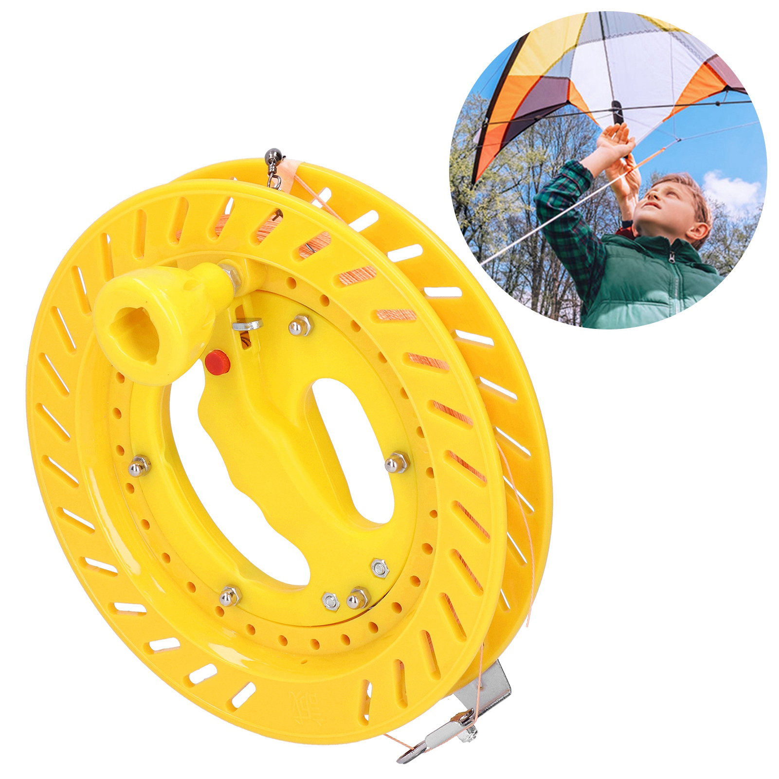 Touch the sky Kite Line Roue avec dispositif de verrouillage, accessoires professionnels pour cerf-volant d'extérieur, diamètre de roue 14 cm, longueur de ligne 80 m. Structure parfaite, facile à