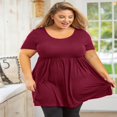 thumbnail image 3 of Tunique Grande Taille pour Femmes Manches Courtes Roses Vertes Hauts 3X Col Rond Vêtements Été Fluide Vêtements de Maternité Chemise, 3 of 6