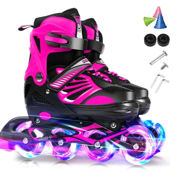 Homgeek Patins en Ligne Réglables et Lumineux avec Roues Lumineuses pour Enfants et Jeunes Filles Garçons Patins en Ligne