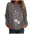 thumbnail image 1 of New Womens Tops 2023 Fashion Plus Size Casual Solid Color Button Printing Long Sleeve Round-Neck Tops Long Sleeve Shirt for Women, 1 of 5
