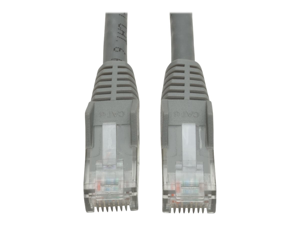 Eaton Tripp Lite Series Câble Ethernet Cat6 Gigabit Moulé Sans Accroc (UTP) (RJ45 M/M), PoE, Gris, 50 Pi (15,24 m) - Câble de Raccord - RJ-45 (m) vers RJ-45 (m) - 50 Pi - UTP - CAT 6 - Moulé, Sans Accroc, Échoué - Gris