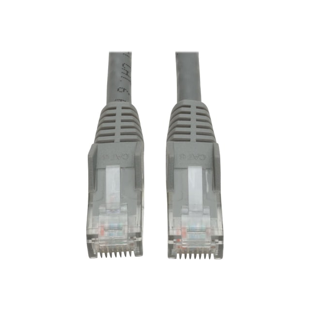 Eaton Tripp Lite Series Câble Ethernet Cat6 Gigabit Moulé Sans Accroc (UTP) (RJ45 M/M), PoE, Gris, 50 Pi (15,24 m) - Câble de Raccord - RJ-45 (m) vers RJ-45 (m) - 50 Pi - UTP - CAT 6 - Moulé, Sans Accroc, Échoué - Gris